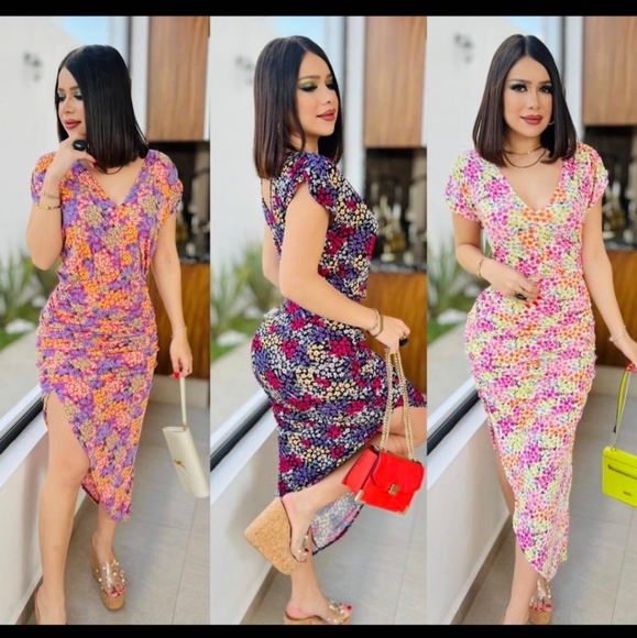 Summer Floral Dress,woman V-neck, size:small-medium, multicolor - Picture 5 of 5